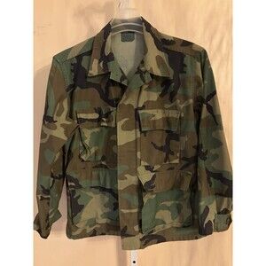 US Military Jacket Mens Medium Green Woodland Camo Army Surplus Field Jacket